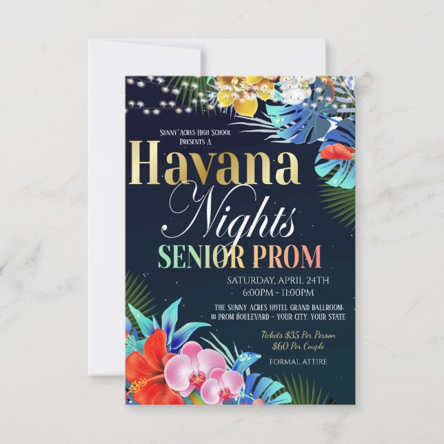 Invitación al baile de graduación nocturno de La H (Anverso)
