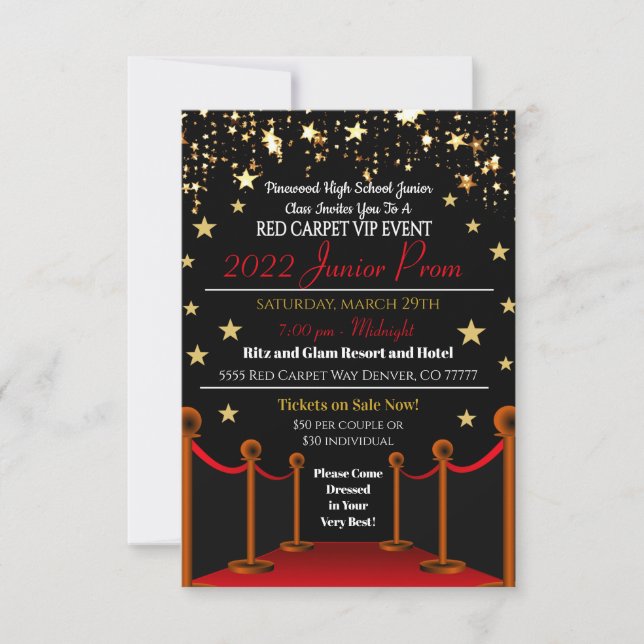 Invitación al baile de la alfombra roja de Hollywo (Anverso)