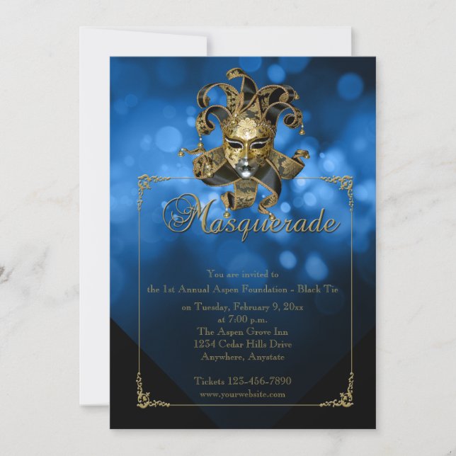 Invitación al baile de la mascarada de oro azul Ma (Anverso)