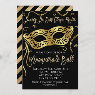Invitación al baile de máscaras Mardi Gras