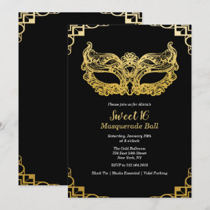 Invitación al Baile de Máscaras Sweet 16