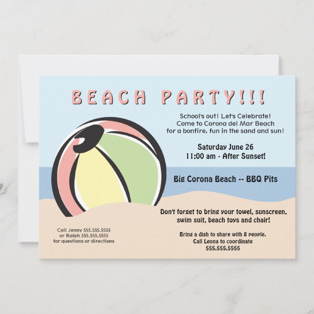 Invitación al baile de playa Hip and Fun Beach Bal (Anverso)