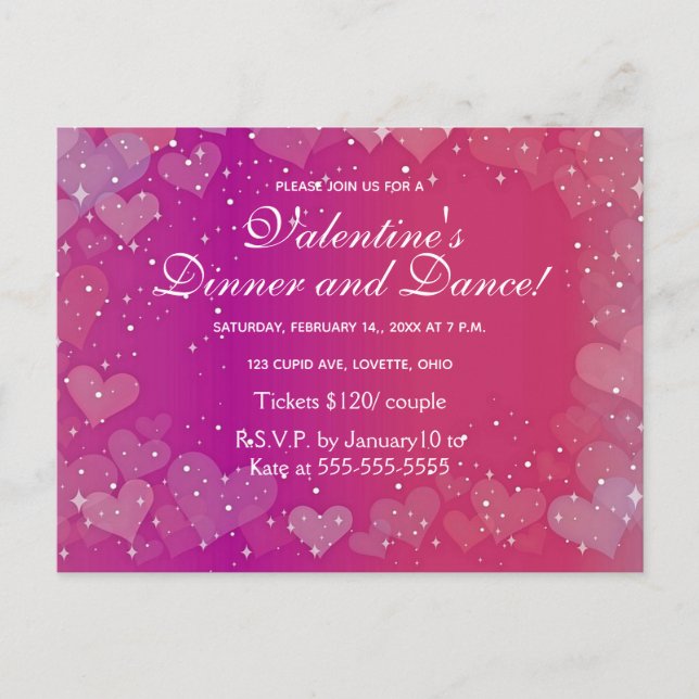 Invitación al baile El día de San Valentín Hearts  (Anverso)