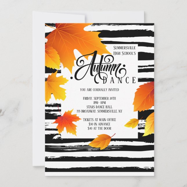 Invitación al baile escolar de otoño (Anverso)