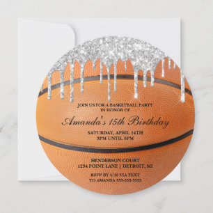 Invitación al baloncesto con goteo de Purpurina pl