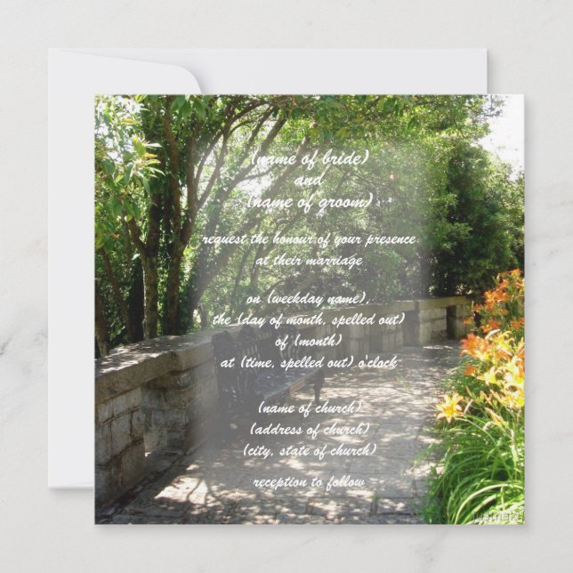 invitación al banco de jardín (Anverso)
