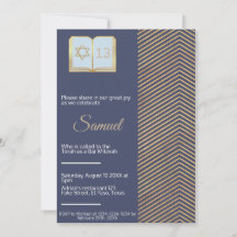 Invitación al bar mitzvah: diseño azul y dorado