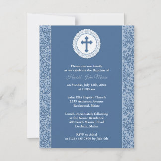 Invitación al bautismo azul de niño