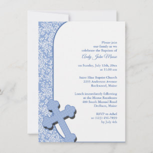 Invitación al bautismo azul de niño