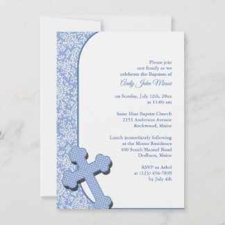 Invitación al bautismo azul de niño