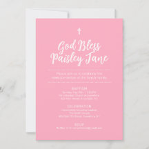 Invitación al bautismo basado en texto rosa