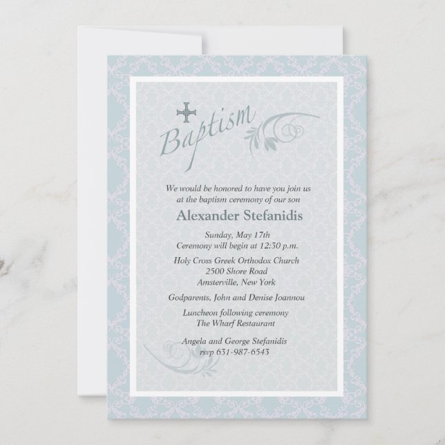 Invitación al Bautismo Chantilly (Anverso)