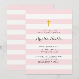 Invitación al bautismo Chica de banda rosa o a la