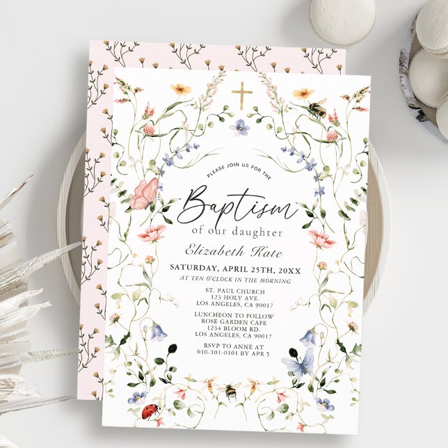 Invitación al bautismo Chica de flores silvestres  (Subido por el creador)
