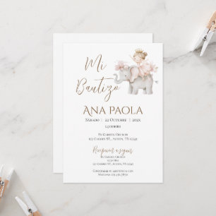 Invitación al bautismo chica en Boho español