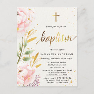 Invitación al bautismo Chica floral
