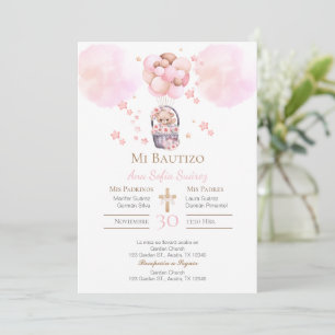 Invitación al bautismo Chica rosado