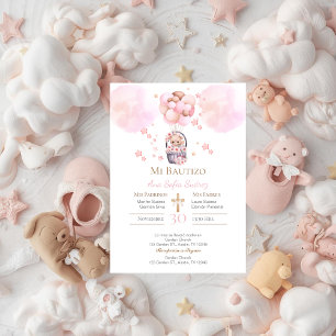 Invitación al bautismo Chica rosado