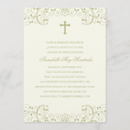 Invitación al bautismo/cristianismo Gold Cross