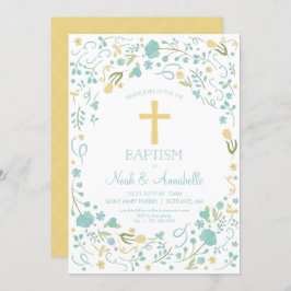 Invitación al bautismo - Cruz neutra de género, fl