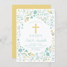 Invitación al bautismo - Cruz neutra de género, fl