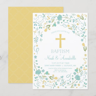 Invitación al bautismo - Cruz neutra de género, fl