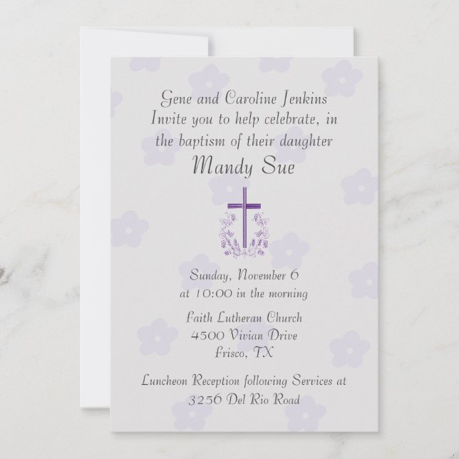 Invitación al bautismo cruzado de Bonito (Anverso)