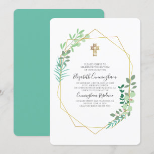 Invitación al Bautismo cruzado de oro de la oliga 