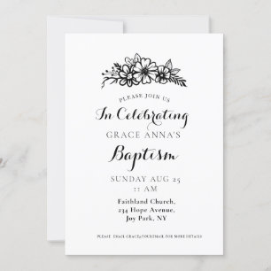 Invitación al bautismo de adultos florales