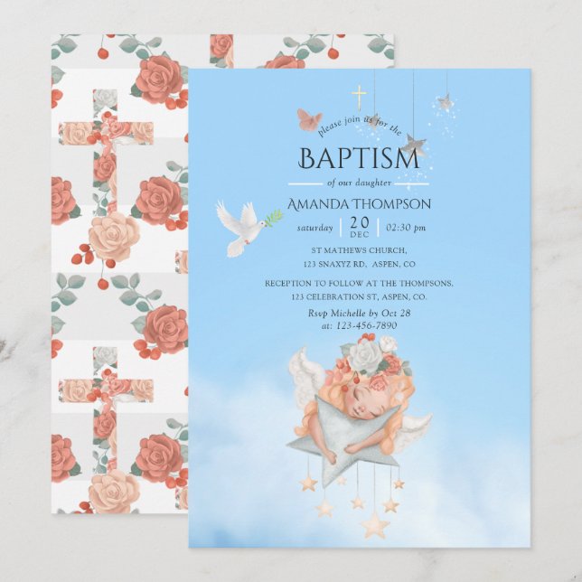Invitación al bautismo de Angel Baptism, Chica de  (Anverso / Reverso)