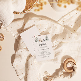 Invitación al bautismo de bebé de animales de Wood