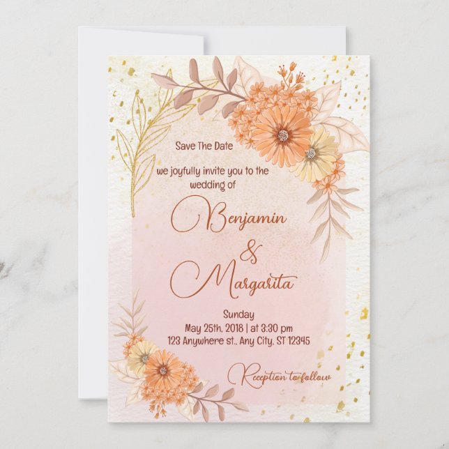 Invitación al bautismo de boho, boda del boho de h (Anverso)