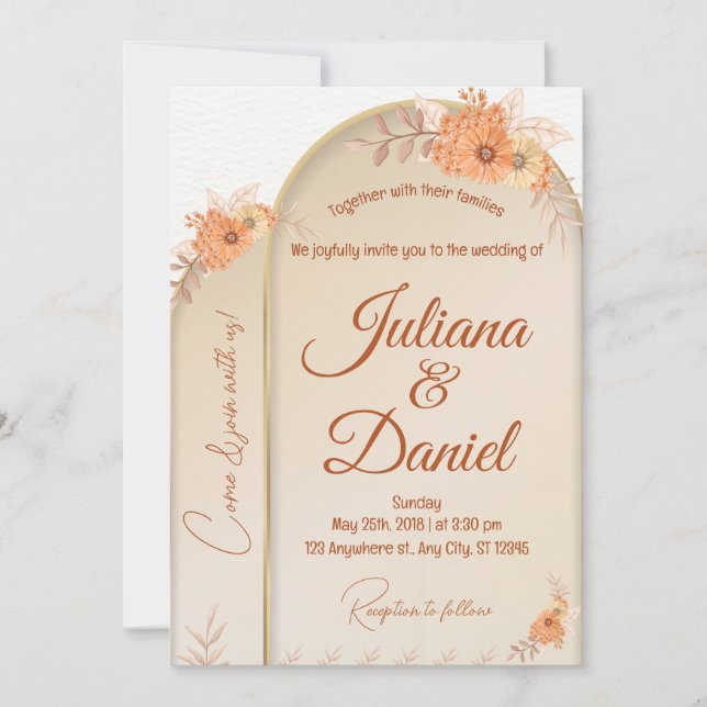 Invitación al bautismo de boho, boda del boho de h (Anverso)