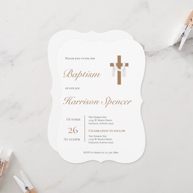 Invitación al bautismo de Boho Boy (Anverso/Reverso In Situ)