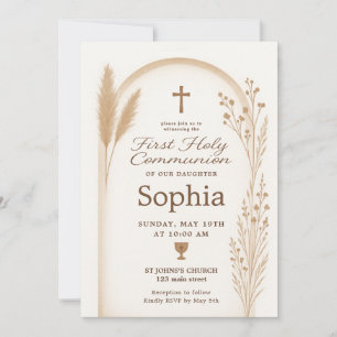 Invitación al bautismo de boho y juego de cartas d