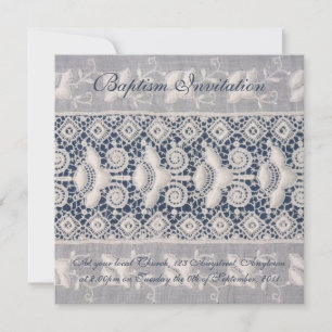 Invitación al bautismo de bordado antiguo (niño)