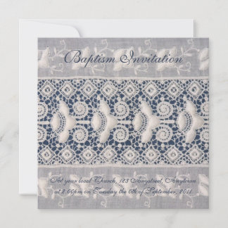 Invitación al bautismo de bordado antiguo (niño)