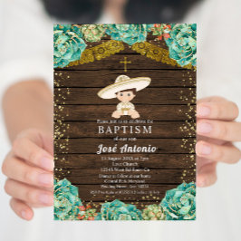 Invitación al bautismo de Cactus para niño