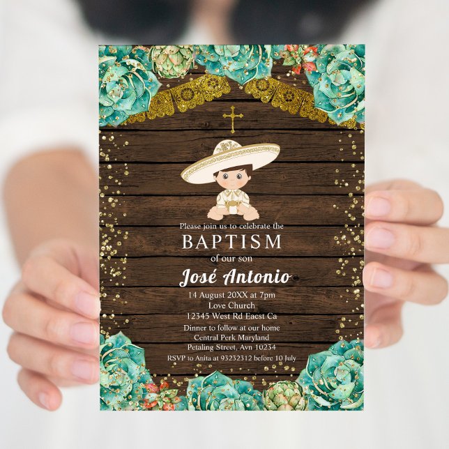 Invitación al bautismo de Cactus para niño (Subido por el creador)