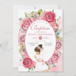 Invitación al bautismo de Chicas rosados