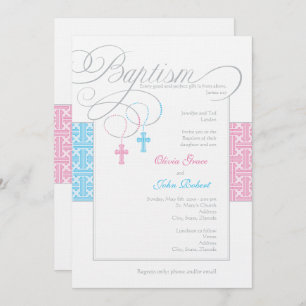 Invitación al bautismo de Chicas y niños gemelos