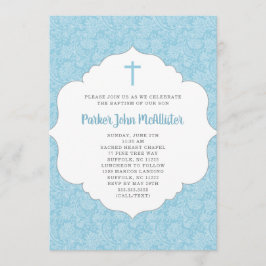 Invitación al bautismo de chico de moda, damasco a