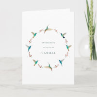 Invitación al bautismo de colibrí francés con foto
