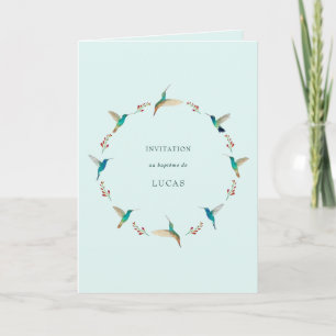 Invitación al bautismo de colibrí francés con foto