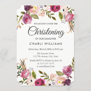 Invitación al bautismo de cristiandad floral en el