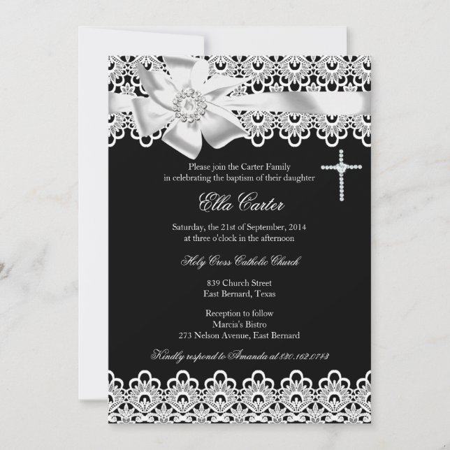 Invitación al bautismo de cruz de arco y blanco ne (Anverso)