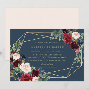 Invitación al bautismo de elegancia de otoño geomé