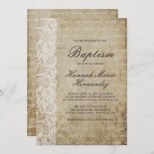 Invitación al bautismo de encaje vintage