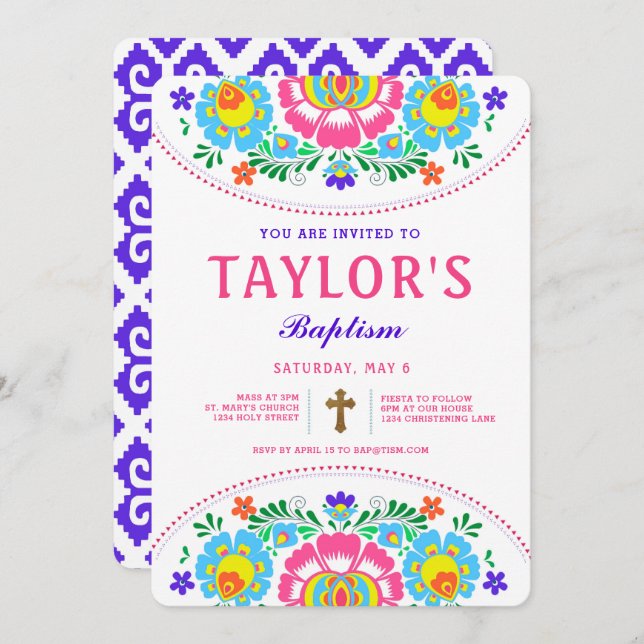 Invitación al bautismo de Fiesta (Anverso / Reverso)