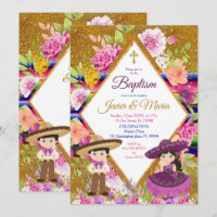 Invitación al bautismo de Fiesta Mexicana de Tres